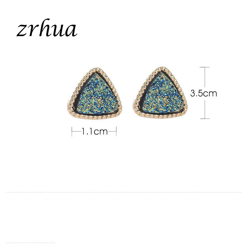ZRHUA новые стильные треугольные Винтажные серьги-гвоздики ретро Красочный Дизайн