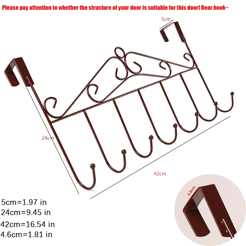 Over The Door 5/7 Hooks Iron Scarf Bag Shelf Bedroom Home Organizer Rack Clothes Coat Towel Hanger For Bathroom Convenience | Дом и сад