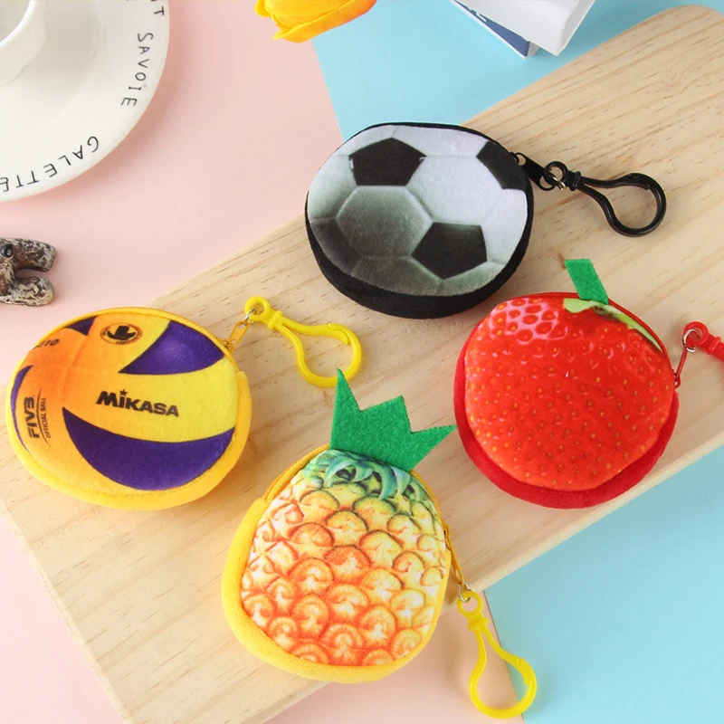 

1 PCS Women's coin purse holder fruit coin purse girl money bag children gift small zipper bag bluetooth earphone bag
