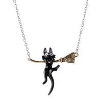 anime kikis delivery service jiji necklace black cat pendant cute cosplay hayao miyazaki jewelry for women girl accessory gift