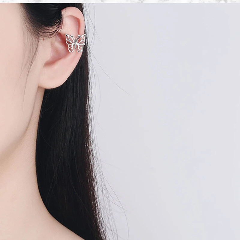 Милое Открытое платье с бабочками и слуховая косточка зажим 925 пробы Серебряная