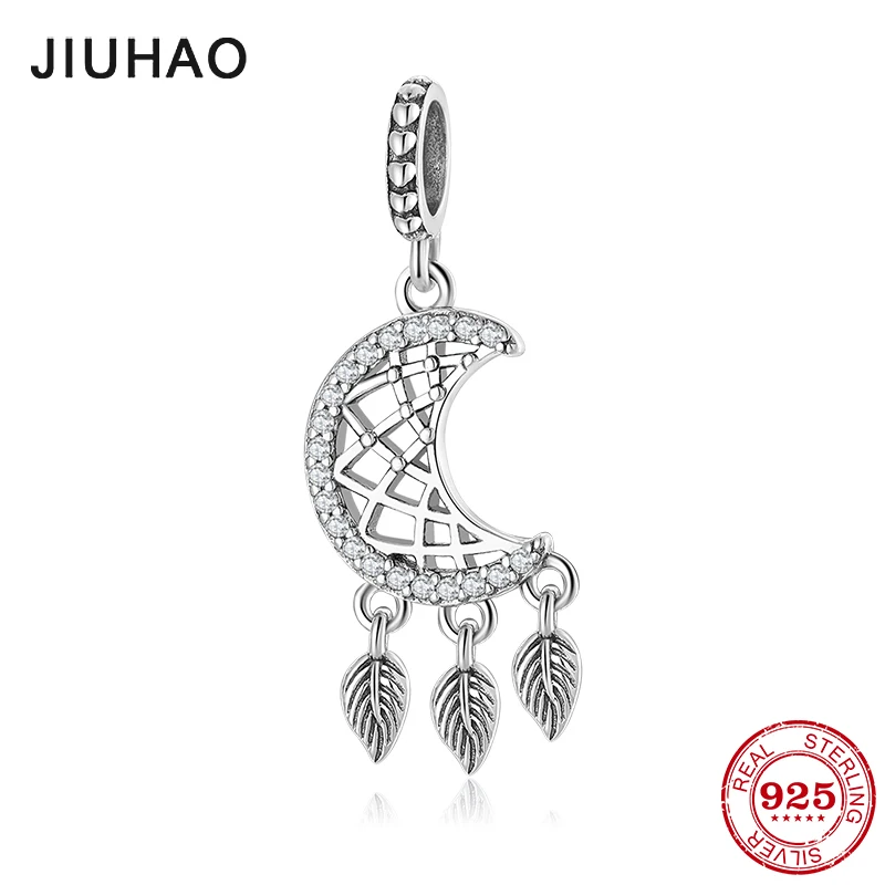 925 пробы с подвеской Moon dream catcher серебряный браслет бусинами подходит для