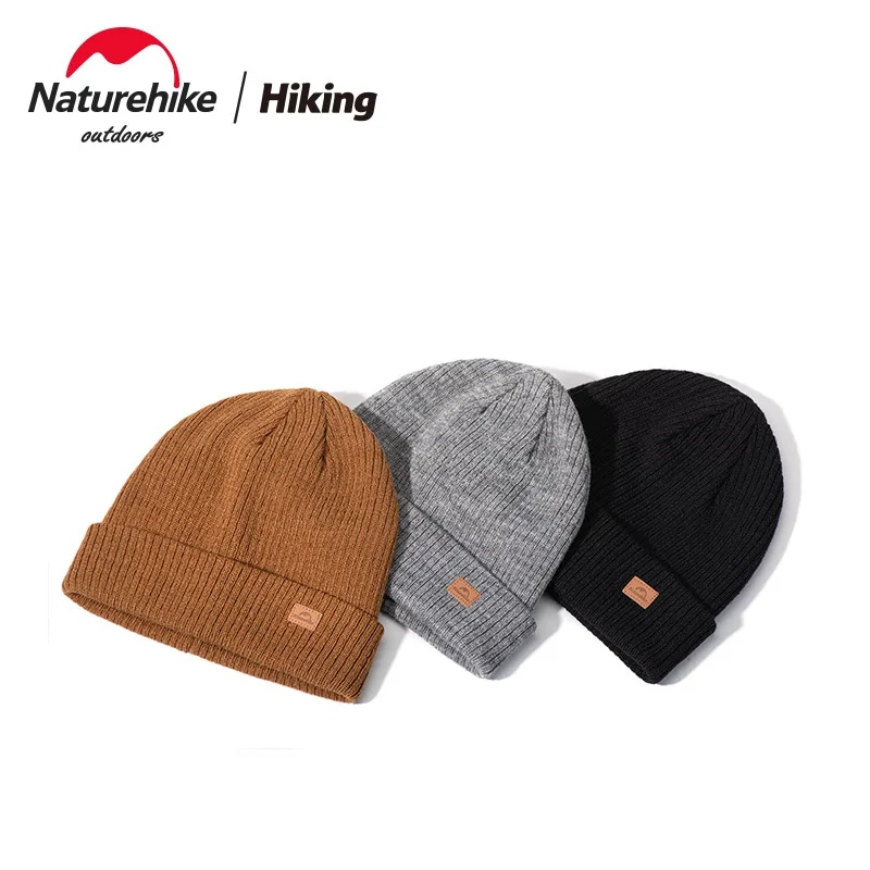 Шерстяная вязаная шапка Naturehike NH21FS553 со складками теплая утепленная для улицы