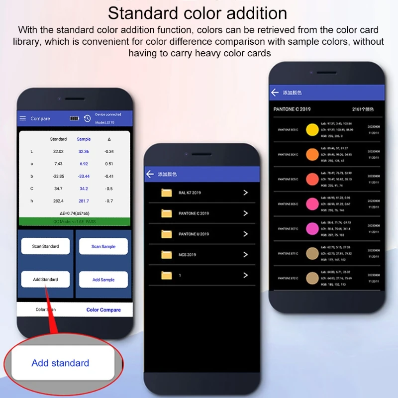 

LS171/ LS170 Mobile Phone APP Portable Colorimeter Color analyzer with Screen Digital Precise LAB Color Meter Tester 8mm