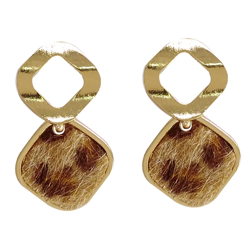 

S925 needle Delicate Jewelry Earrings Golden Plating Brown Animal Artificail Hair Fiber Small Short Drop Earrings For Lady