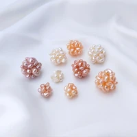 natural freshwater pearl hand woven ball loose beads flowers charms 2pcs for diy earrings necklaces jewelry making accessories