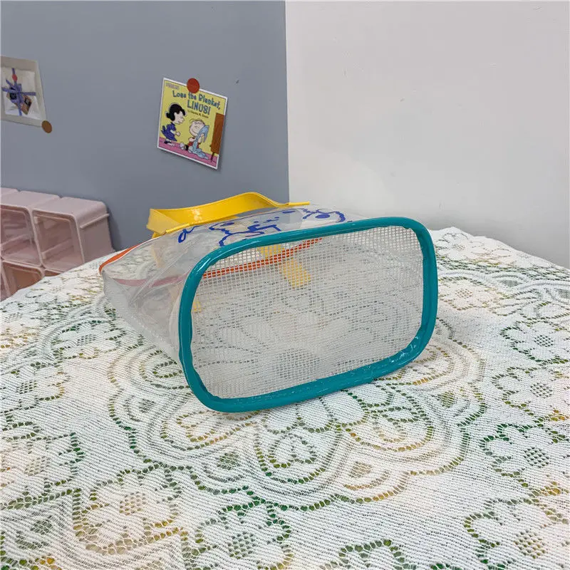 

2021 Hot Sale Transparent PVC Handbag Women Sweet Lovely Bucket bag Crystal Jelly Clear Tote Girl Cartoon Cute Bear Beach Purse