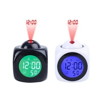 led projector digital alarm clock usb charger time date projection desk clock voice talking thermometer home office accessories