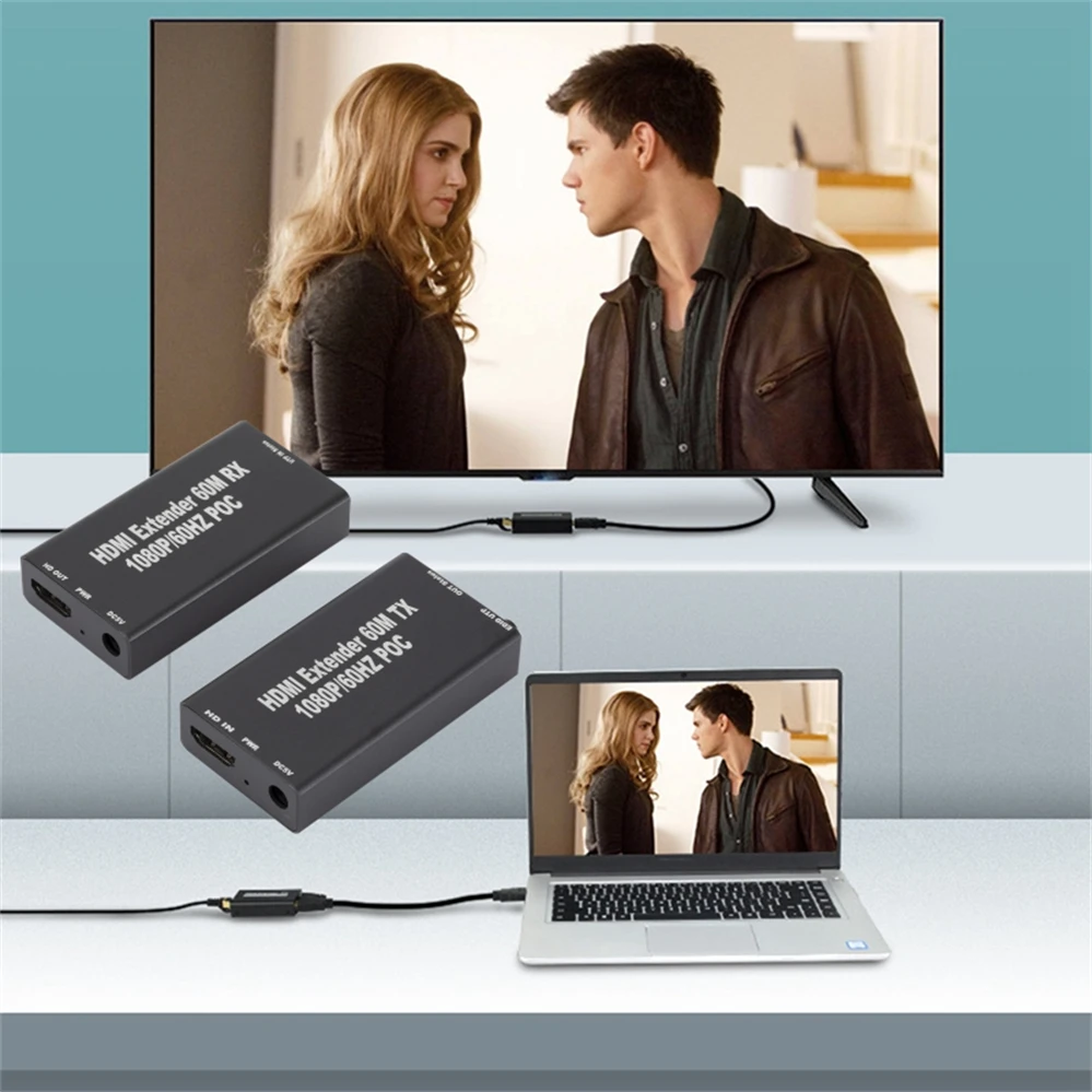 Мини удлинитель PzzPss 60 м HDMI (передатчик и приемник) через signle RJ45 Cat5e Cat6 Ethernet