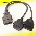 15% скидка 30 см OBD2 16-контактный удлинитель кабеля штекер-двойной гнездо Y OBD 16-контактный кабель 1-2 Адаптер OBD
