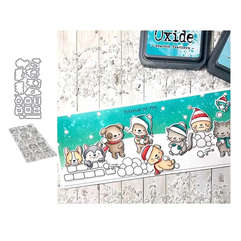 Зимние Животные прозрачные силиконовые металлические штампы и печать для DIY