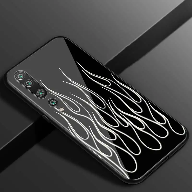 

Fashion Colorful Flames For Xiaomi Mi Note 10 Ultra 5G 9 SE 8 A3 A2 A1 6X Poco M2 Pro Play F1 Lite 5G Bright Black Phone Case