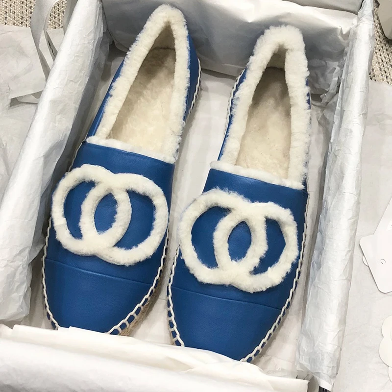 

Franch chareiCC slippers For women in Autumn/winter muller 2020 new Loafers flat rabbit fur baotou shoes