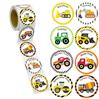 500 labels engineering vehicle car stickers cute tractor bulldozer truck construction car stickers for kids toy birthday party