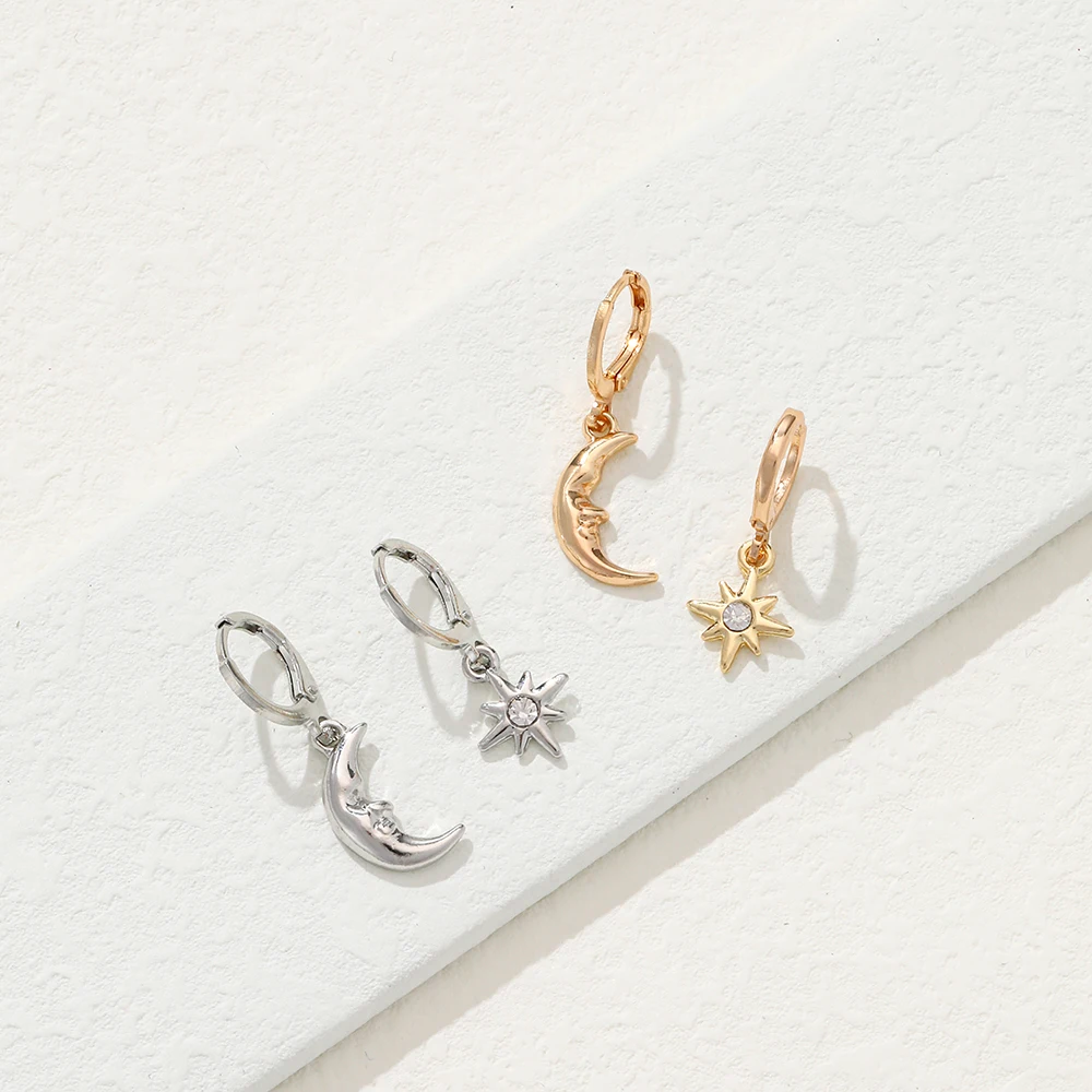 

VG 6YM New Sun Flower Moon Ladies Dangle Earrings Sell Like Hot Sweet Girl Party Gift Jewelry Dropshipping Gifts