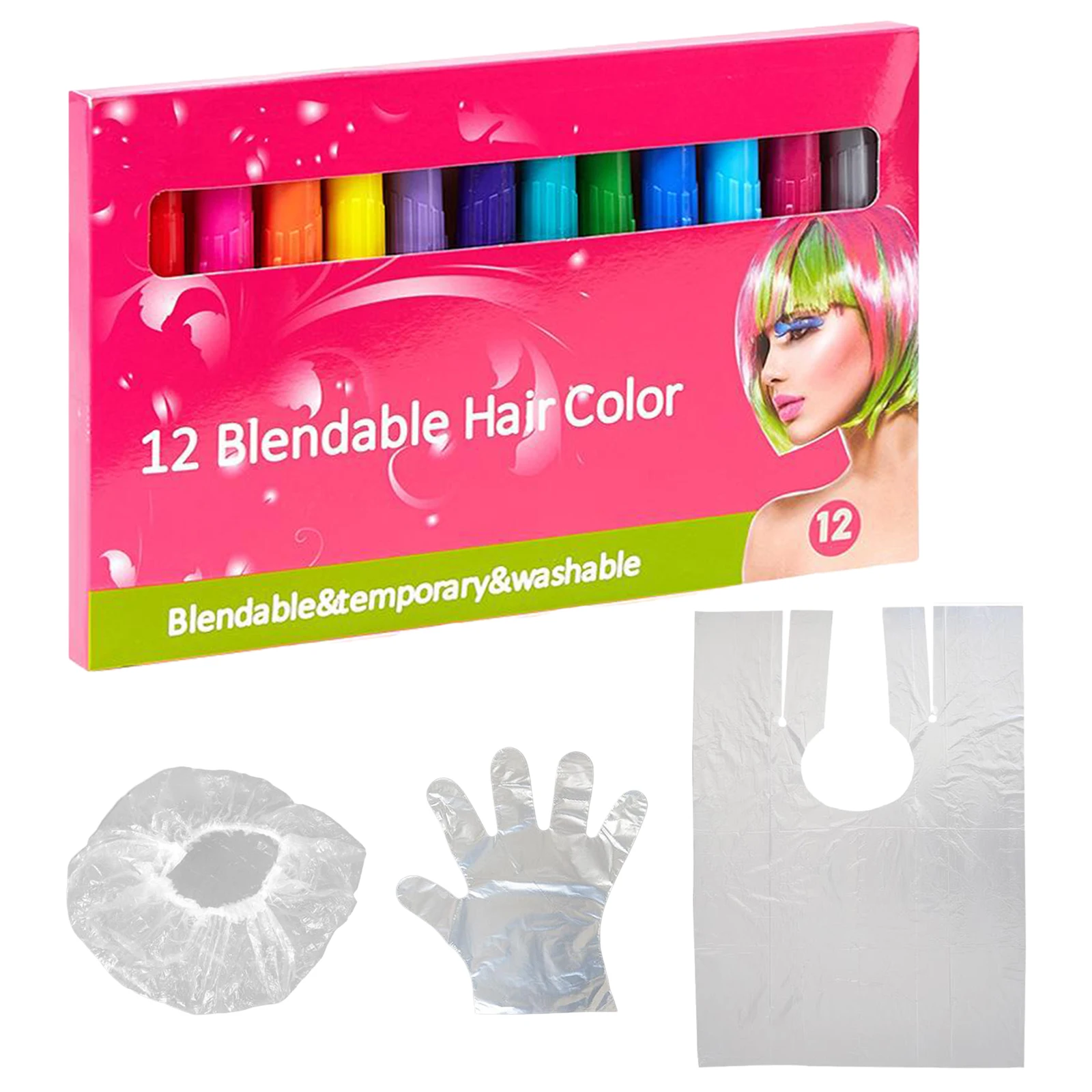 

12 Colors Temporary Non-toxic Fashion Hair Chalk Dye Stick Salon for