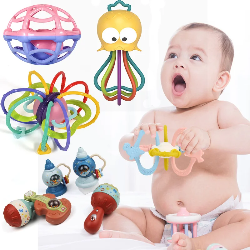 

Baby Rattles Teether Toys For 0-24 Months Newborn Hand Bell Shaker Rattle Toys Early Educational Crib Stroller Toys For Infants