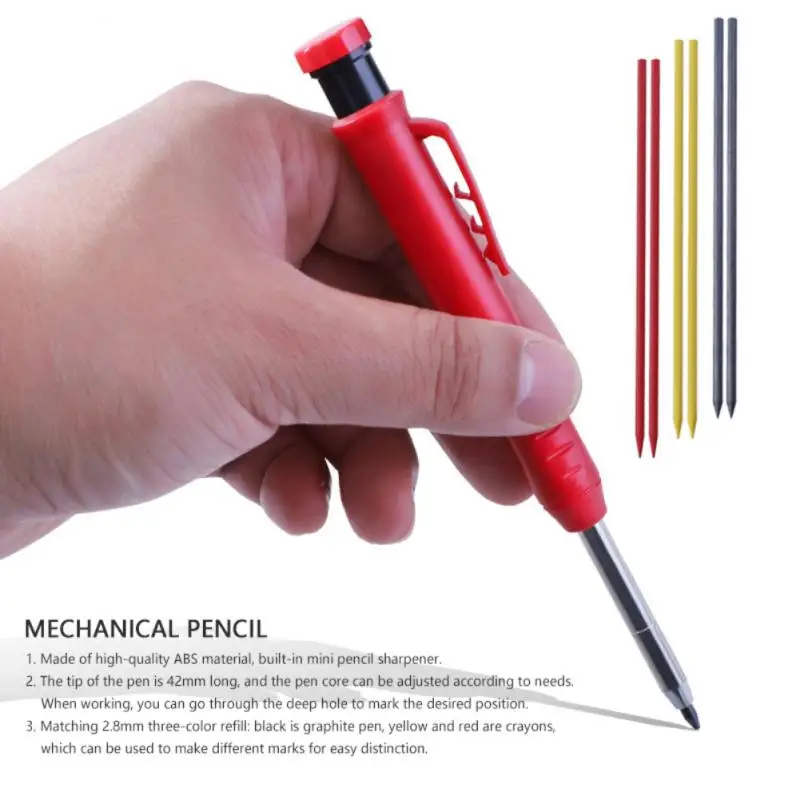 

Metal Wood Marking Tool Set Mechanical Carpenter Pencils Refill Built-in Sharpener For Architect Draft Drawing Crafting