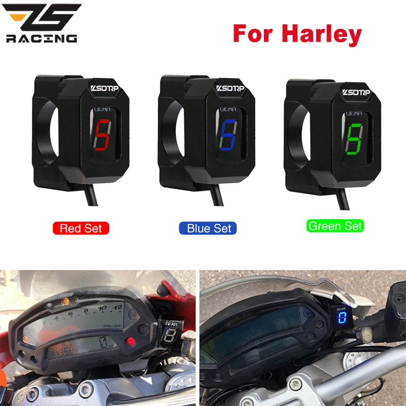 

ZS Racing Motorcycle Motorbike 1-6 Level Blue Red Green LED Gear Display Indicator For Harley Davidson XL 883 XL 1200 883 1200