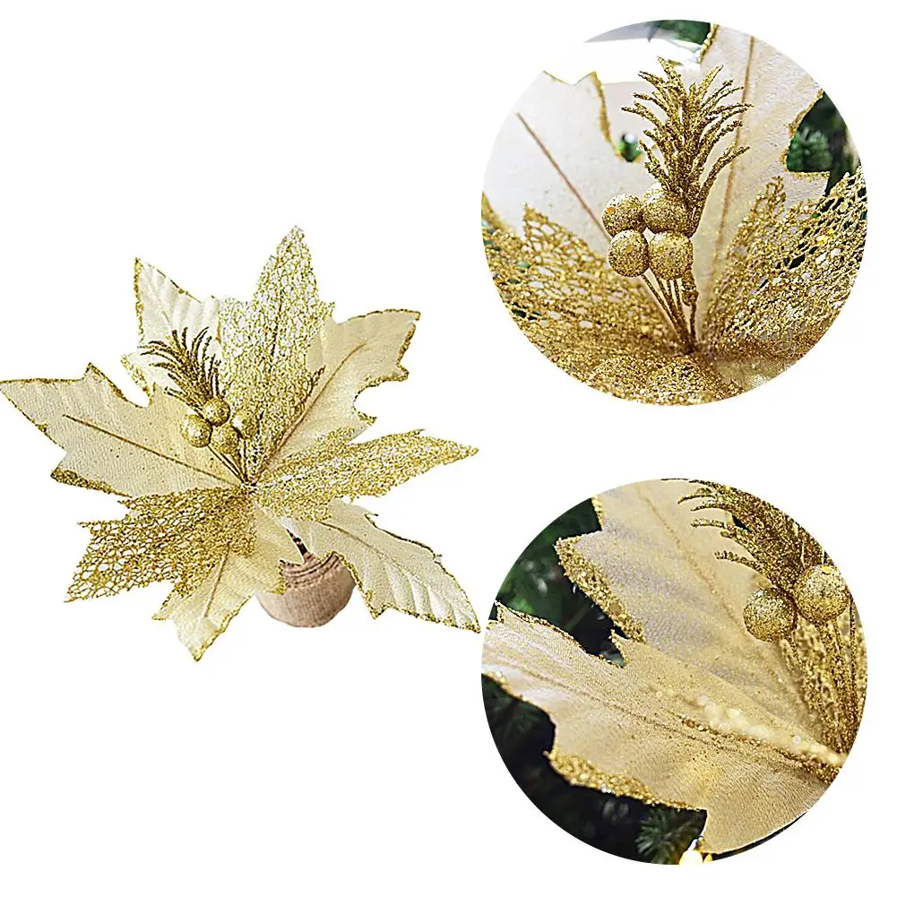 25x15 см Poinsettia искусственный цветок Рождественская елка украшения новый год DIY