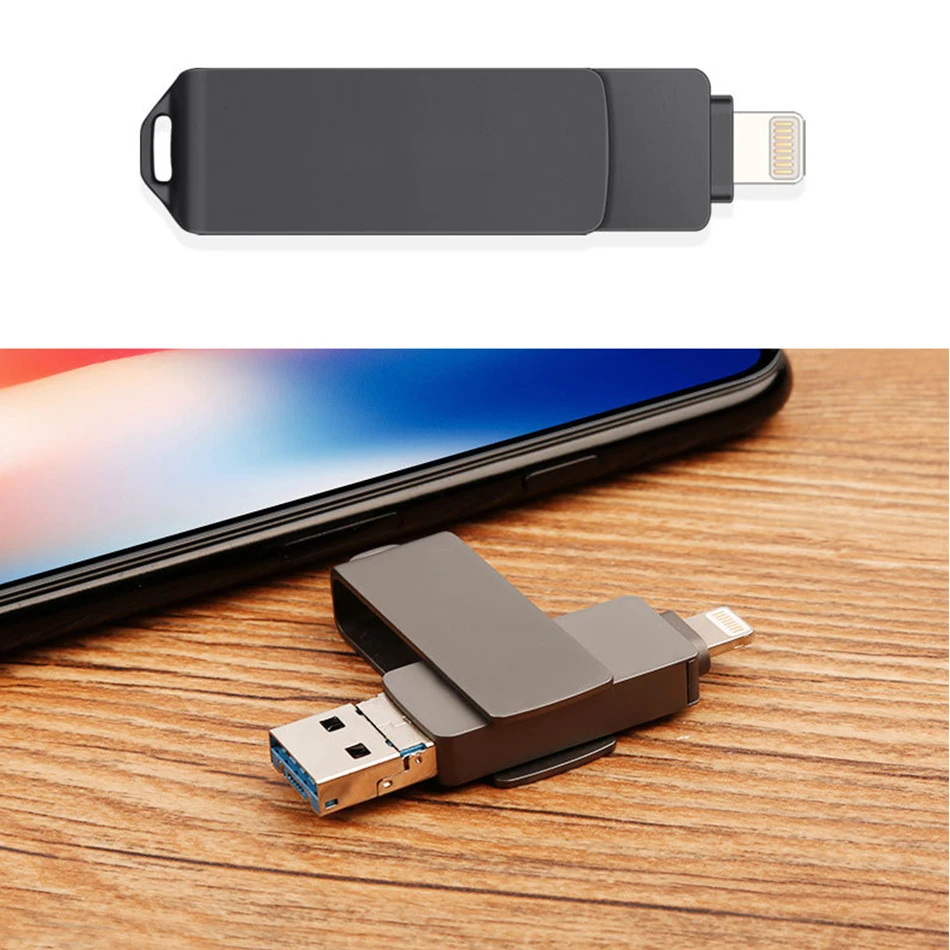 Сверхзвуковой USB флеш-накопитель для iphone 3 в 1 USB3.0 металлическая карта памяти
