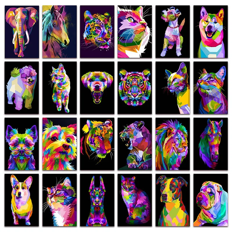 

New Diamond painting embroidery Animals cat dog DIY Full Diamond mosaic Home decor color tiger lion Horse cross stitch E026