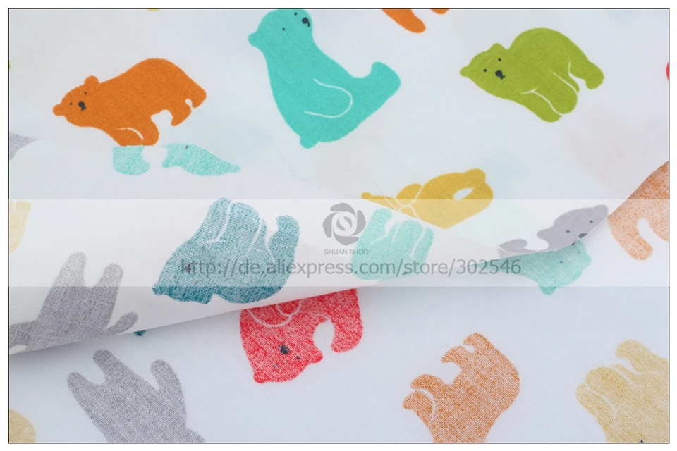 Shuangshuo, хлопок, ткань, мультфильм, серия, жир, четверть, набор, лоскутное шитье, одежда, 5 шт./партия, 40X50 см