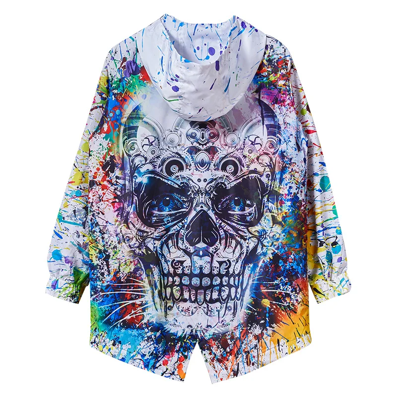 Mens Long Tracksuit Windbreaker Printed Waterproof Trench Coat Men Leisure Jackets Hip Hop II50FY | Мужская одежда