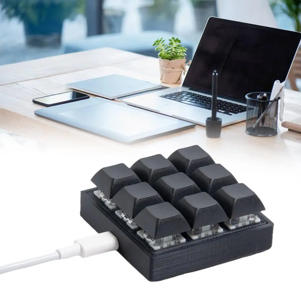 Механическая мини клавиатура с зеленой осью USB на Type C 9 клавиш одна клавиша макро