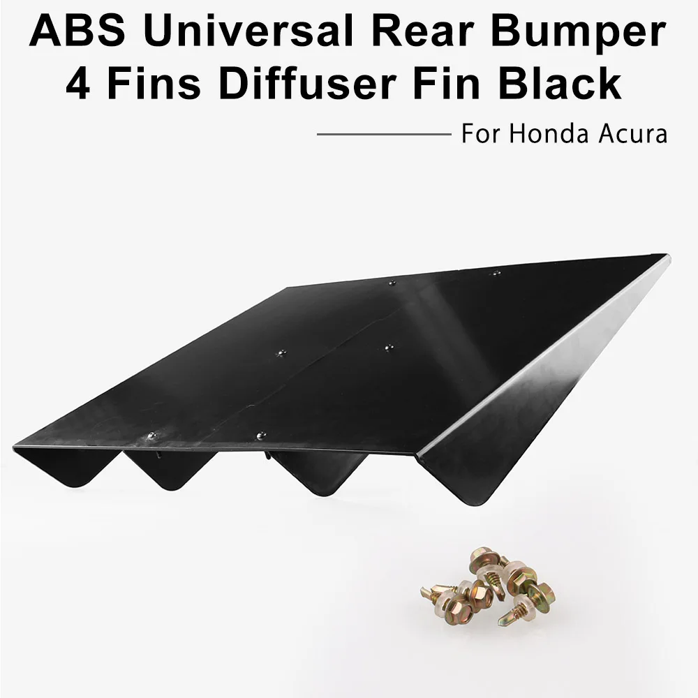 ABS универсальный задний бампер 4 ребра диффузор плавник черный для Honda Acura 22 &quotx