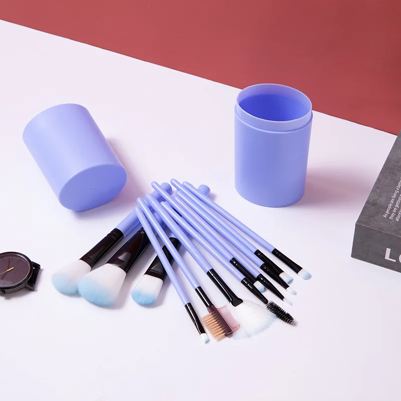 

FLOWER PAIGE 12Pcs Mini Travel Soft Makeup Brushes Set Eye Shadow Foundation Powder Eyelash Lip Concealer Blush Make Up Brush Se