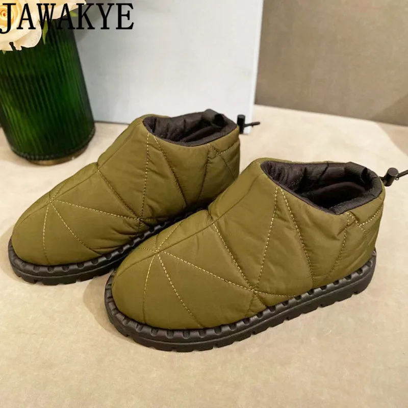 

Winter New Warm Chelsea Ankle Boots Women Round toe Thick sole Slip on Snow Boots Indoor Casual Thicken Brand Boots mujer