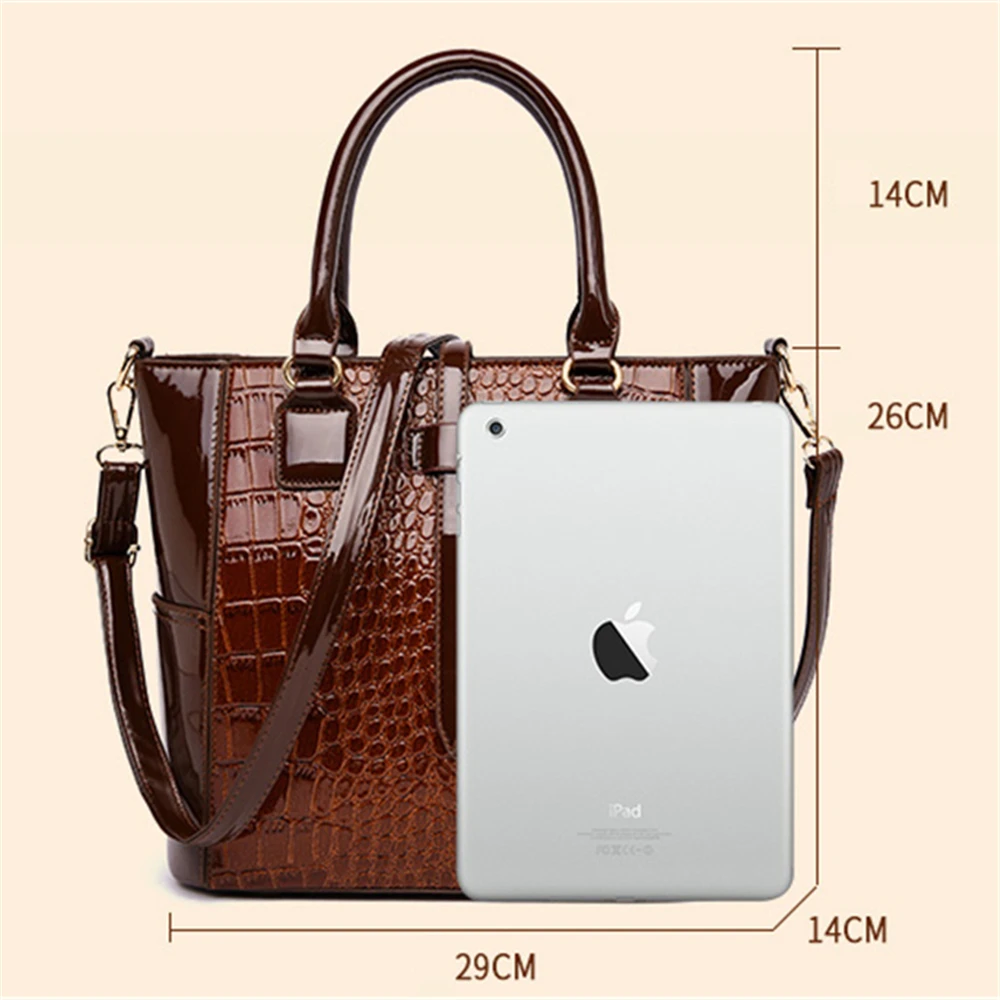 Комплект из 2 сумок лакированной кожи для женщин роскошные дамские сумочки