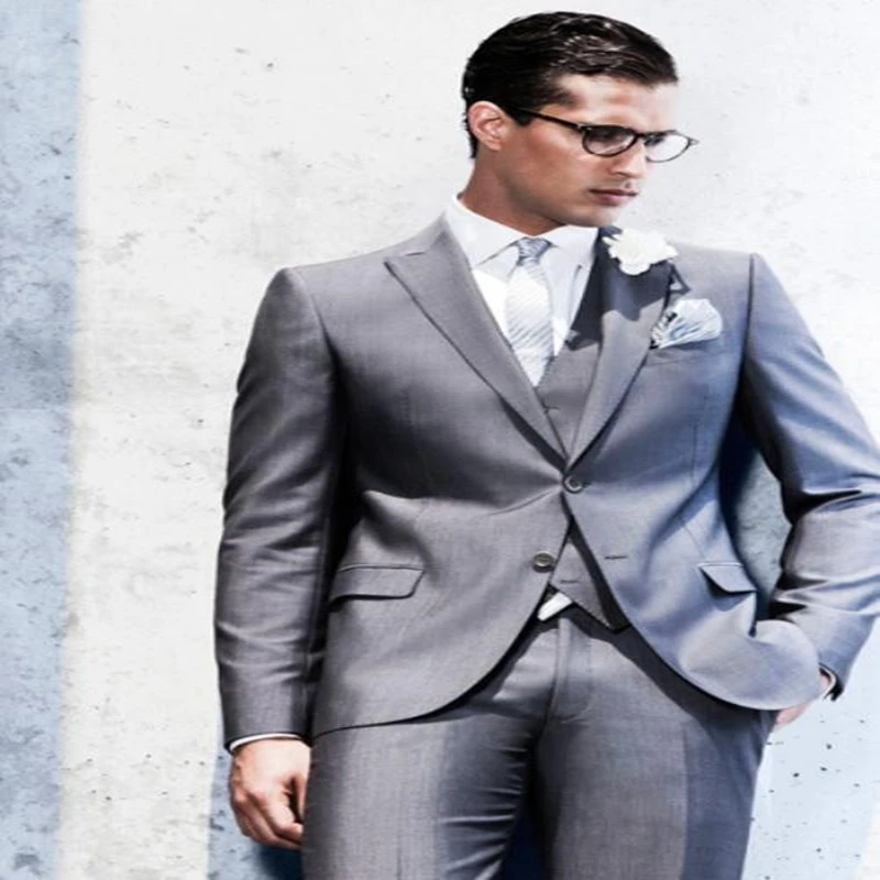 

Мужской блейзер с лацканами, светло-серый повседневный блейзер с двумя пуговицами, на заказ