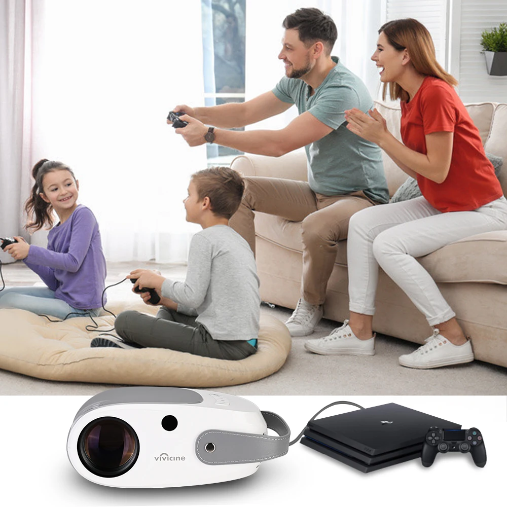 Vivicine 2021 Newest 720p HD Home Theater Video Projector,HDMI USB PC 1080p Game Movie Proyector Beamer Support AC3