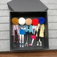 5pcs fashion brooch pins for woman brooches girls cartoon models acrylic brooches kawaii pompom clothing jewelry accessories