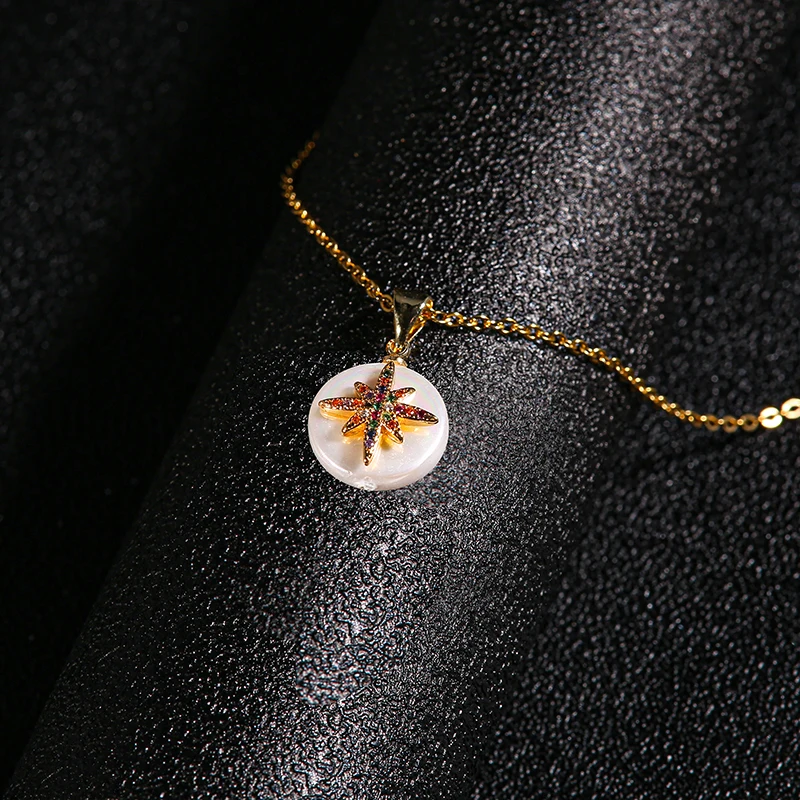 Модное позолоченное ожерелье с подвеской в виде шестиконечной звезды из циркона