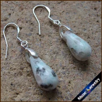 925 sterling silver agate earring real natural blue kiwi stone pendant beads vintage dangle fashion earrings for women 1pair e5