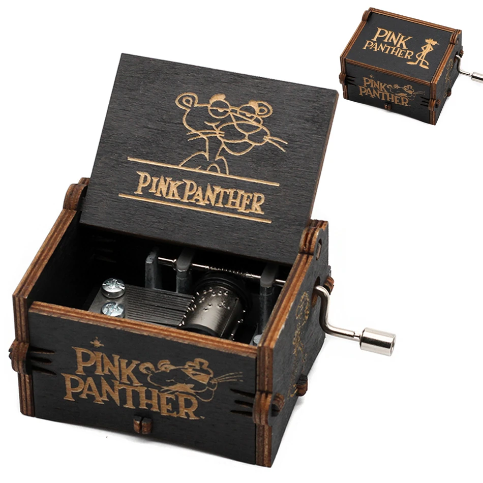 Pink Panther Деревянная ручка Сейлор Мун музыкальная шкатулка Звездные войны Cajita музыкальная игра прав Красавица и Чудовище Рождественский подарок на день рождения, подарки - Цвет: Pink Panther