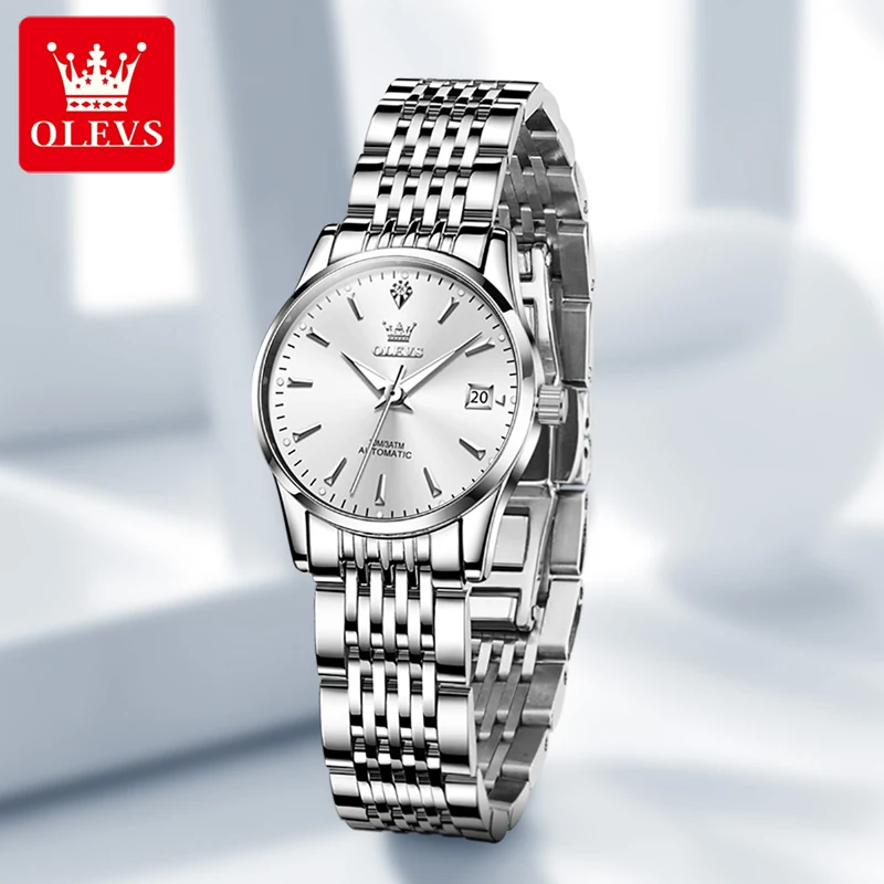 Enlarge OLEVS Top Luxury Brand Women Automatic Mechanical Watch Waterproof Stainless Steel Watchstrap Women Wristwatch 2022 NEW