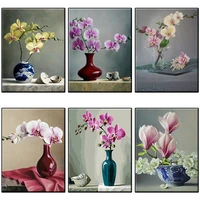 diy oil painting by numbers kit vase flower arrangement acrylic paint wall art picture paintings calligraphy for home decor