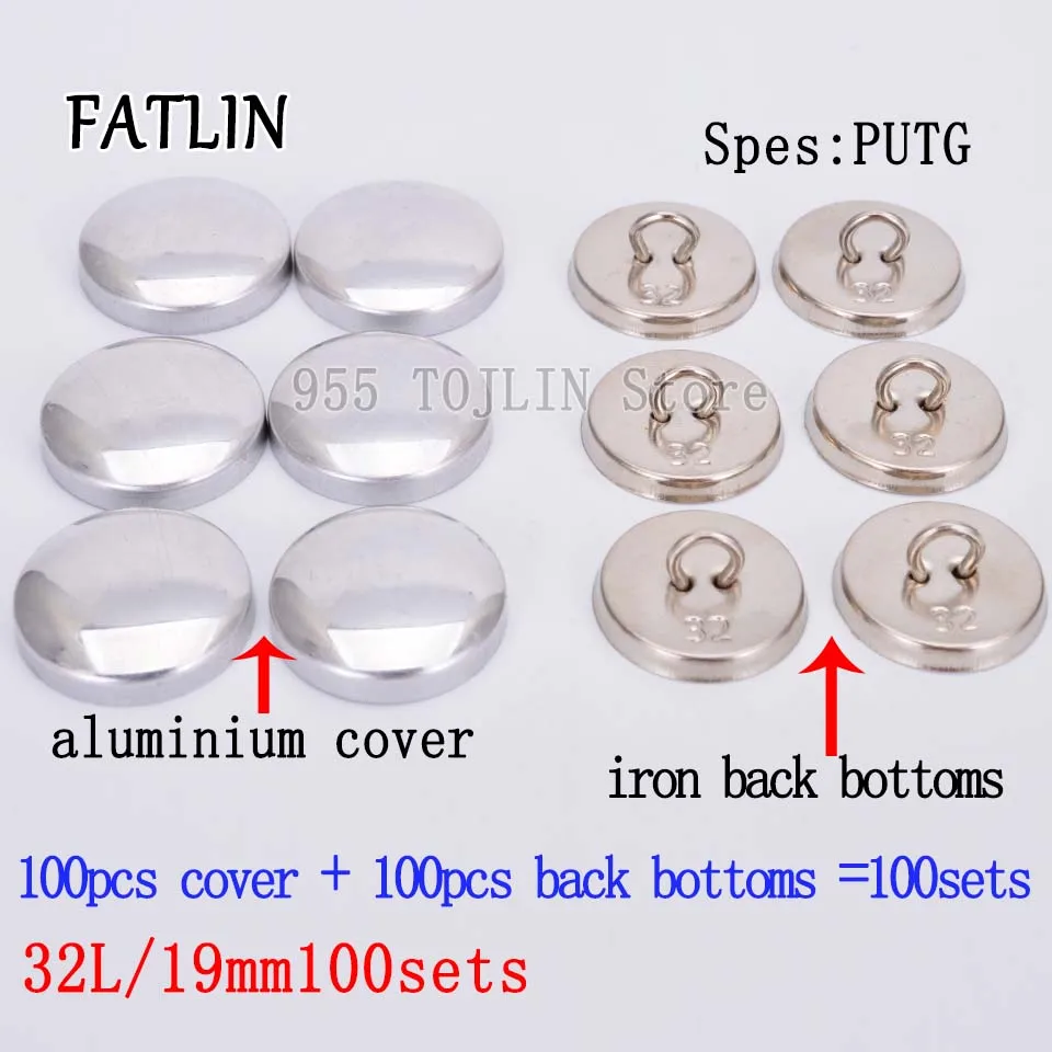 32L 19mm 100sets 100 наборов 24L-60L железная Задняя нижняя часть ПУ ткань Покрытые Кнопки Скрапбукинг покрытые круглые комбинированные кнопки для DIY дивана аксессуары - Цвет: 32L 19mm 100sets