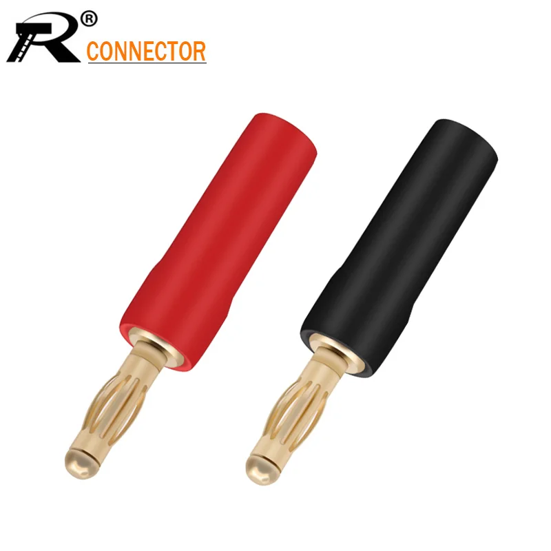 

4pcs 4mm Banana plugs Gold plated speaker connector adapter audio wire connector 2pair black&red in silicon tube
