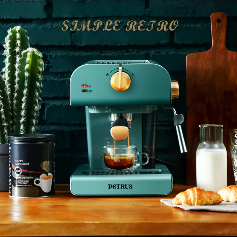 

retro coffee machine household small full semi-automatic Italian commercial steam integrated milk foaming