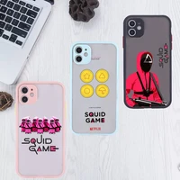 squid game horror tv series phone case for iphone 12 11 mini pro xr xs max 7 8 plus x matte transparent pink back cover