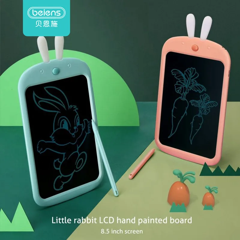 Beiens 8,5 дюймов lcd доска для рисования цифровой планшет для письма с кроликом с ручкой портативные электронные игрушки для рисования Детские обучающие игрушки