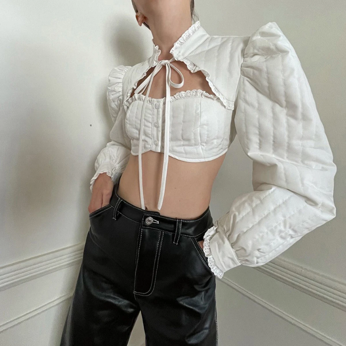 

Sexy Women Clothing Y2K New Korean Fashion Pullover Casual White Long Sleeve Jacket Autumn Fashion Streetwear Dropshipping