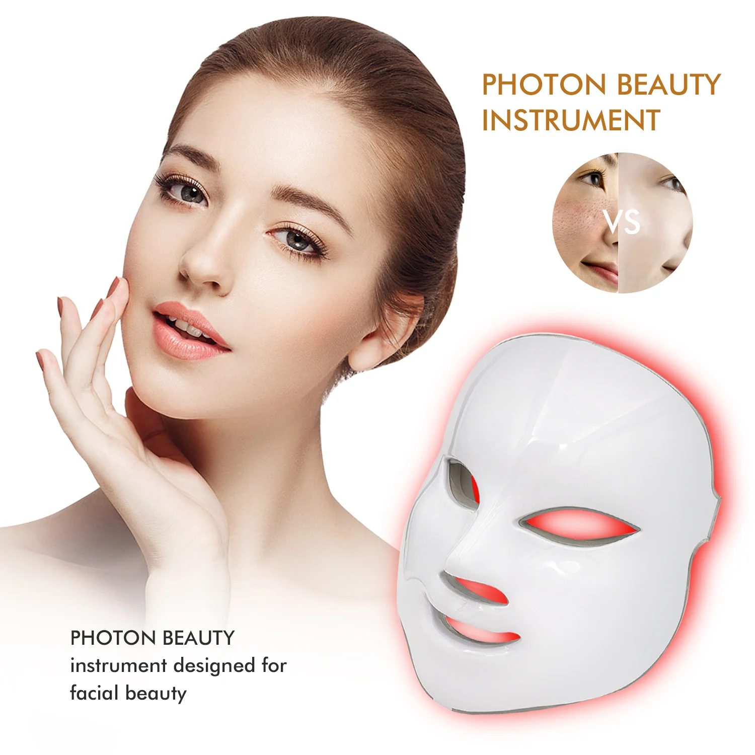 

Led Face Light Therapy LED Facial Mask 7 Colors Light Beauty LED Mask Skin Tighten Rejuvenation Face Care Wrinkle Acne Removal