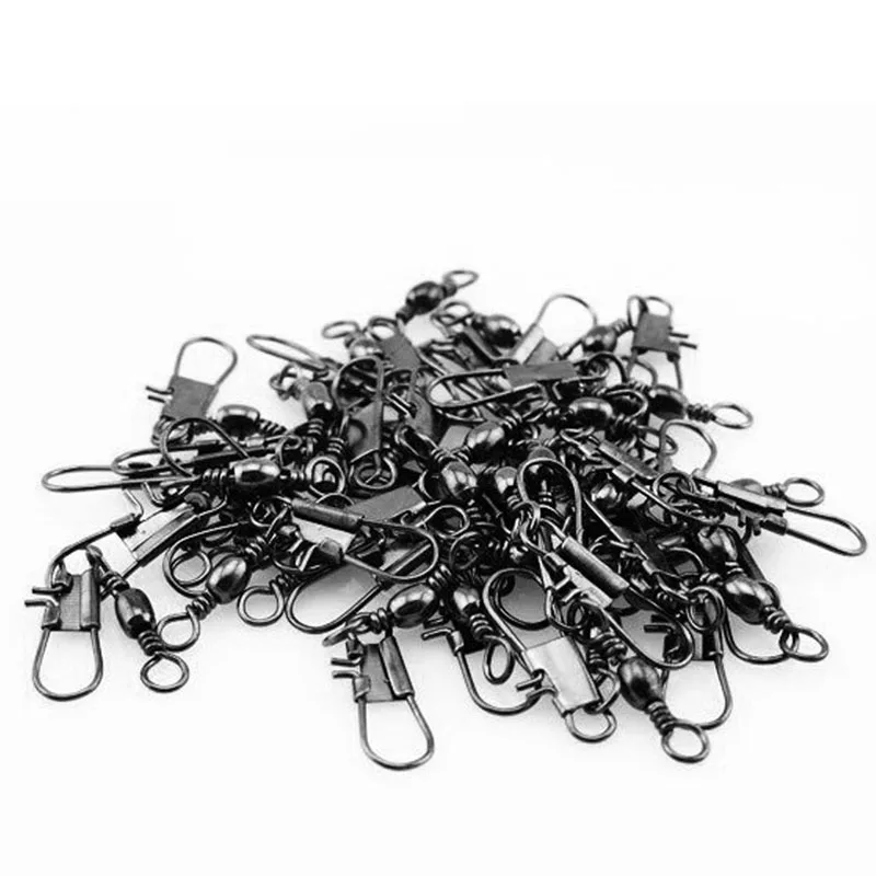 

50pcs Stainless steel swivels interlock snap fishing lure Connector accessories