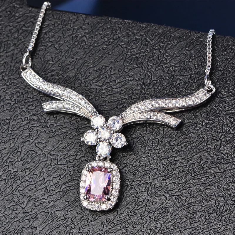 

Real Luxury Solid 925 Sterling Silver Emerald Gemstone Birthstone Engagement Wedding Party Women Pendant Necklace Wholesale